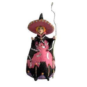 Patience Brewster Mackenzie Childs Pink Witch Ornament Whimsigoth Hand Painted